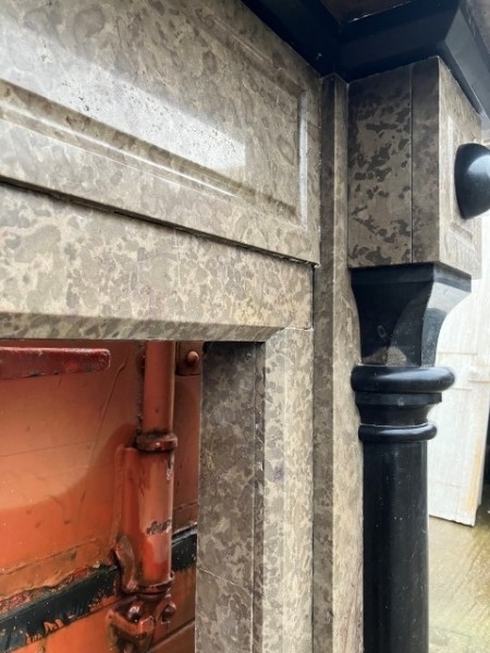 Victorian fossilised limestone and black marble fire surround