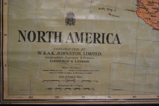 1950's school map of North America