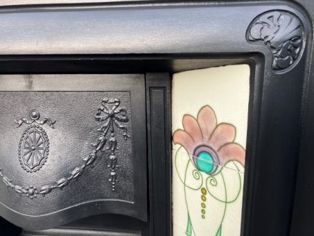 Art Nouveau cast iron tiled insert