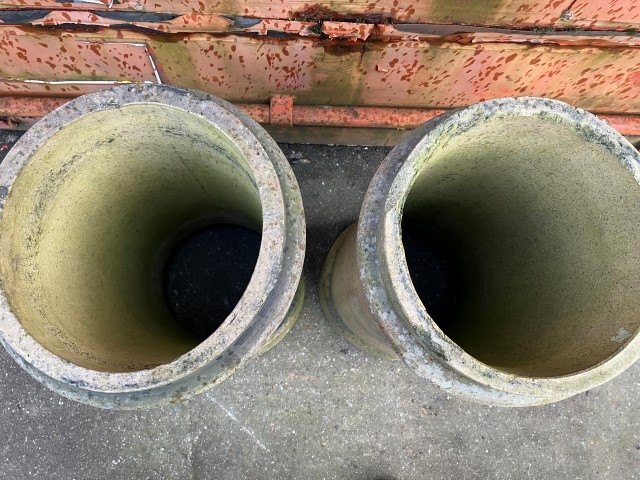 Two buff chimney pots