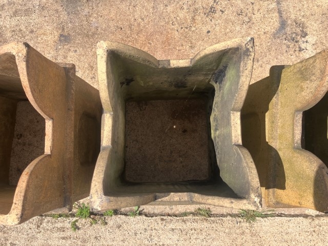 Buff castellated chimney pots