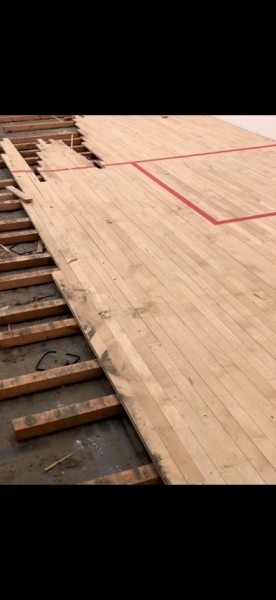 Reclaimed maple strip flooring