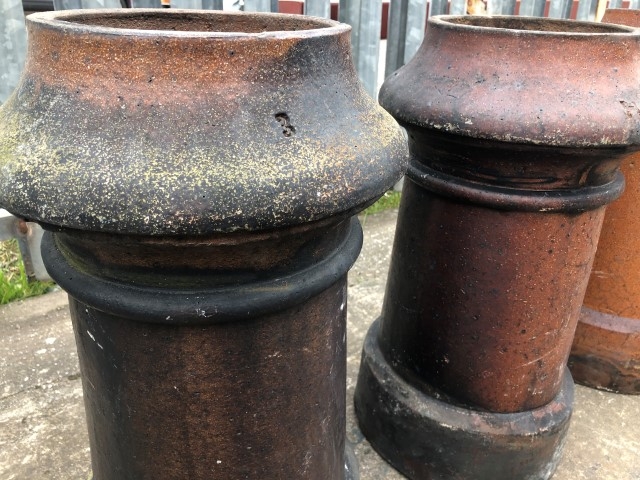 Victorian salt glazed chimney pots