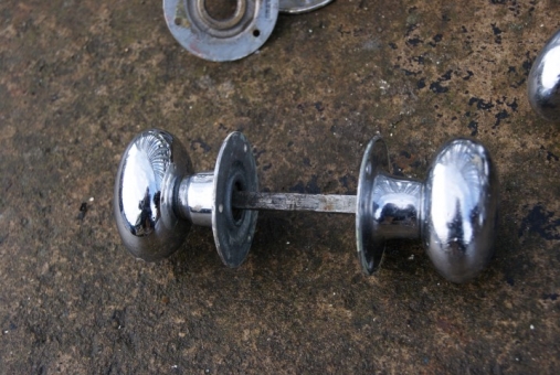 Chromed brass door handles